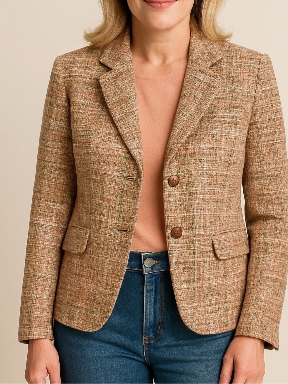 Jones New York Vintage Multicolor Button Up Tweed Blazer Jacket Sz 6